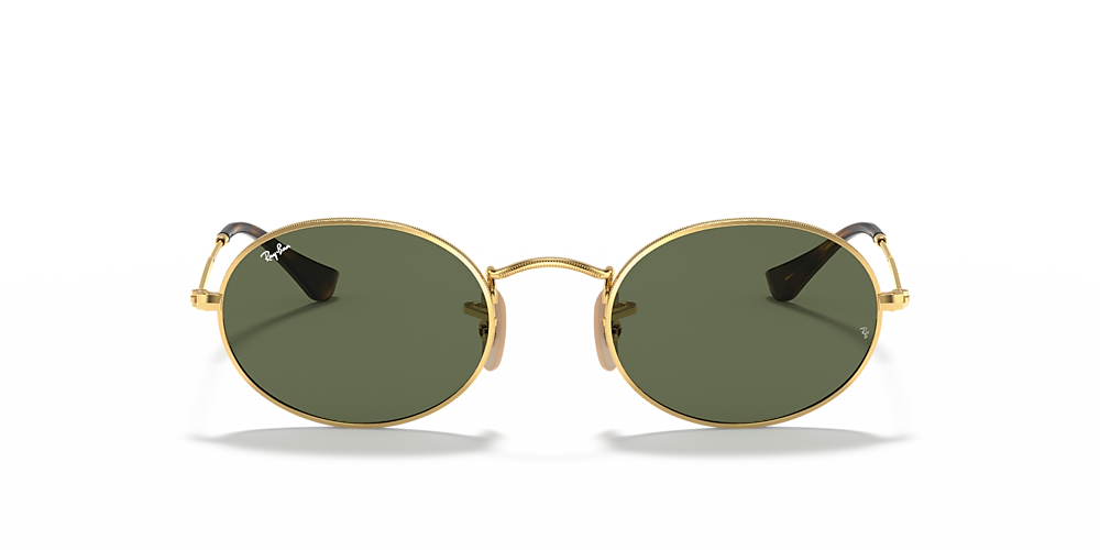 Ray-Ban RB3547N Oval Flat Lenses 51 Green & Gold Sunglasses 