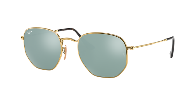 S t entonces plato Ray-Ban RB3548N Hexagonal Flat Lenses 48 Green & Gold Sunglasses | Sunglass  Hut USA