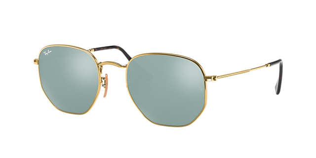 Ray-Ban RB3548N Hexagonal Flat Lenses 51 Green & Gold Sunglasses