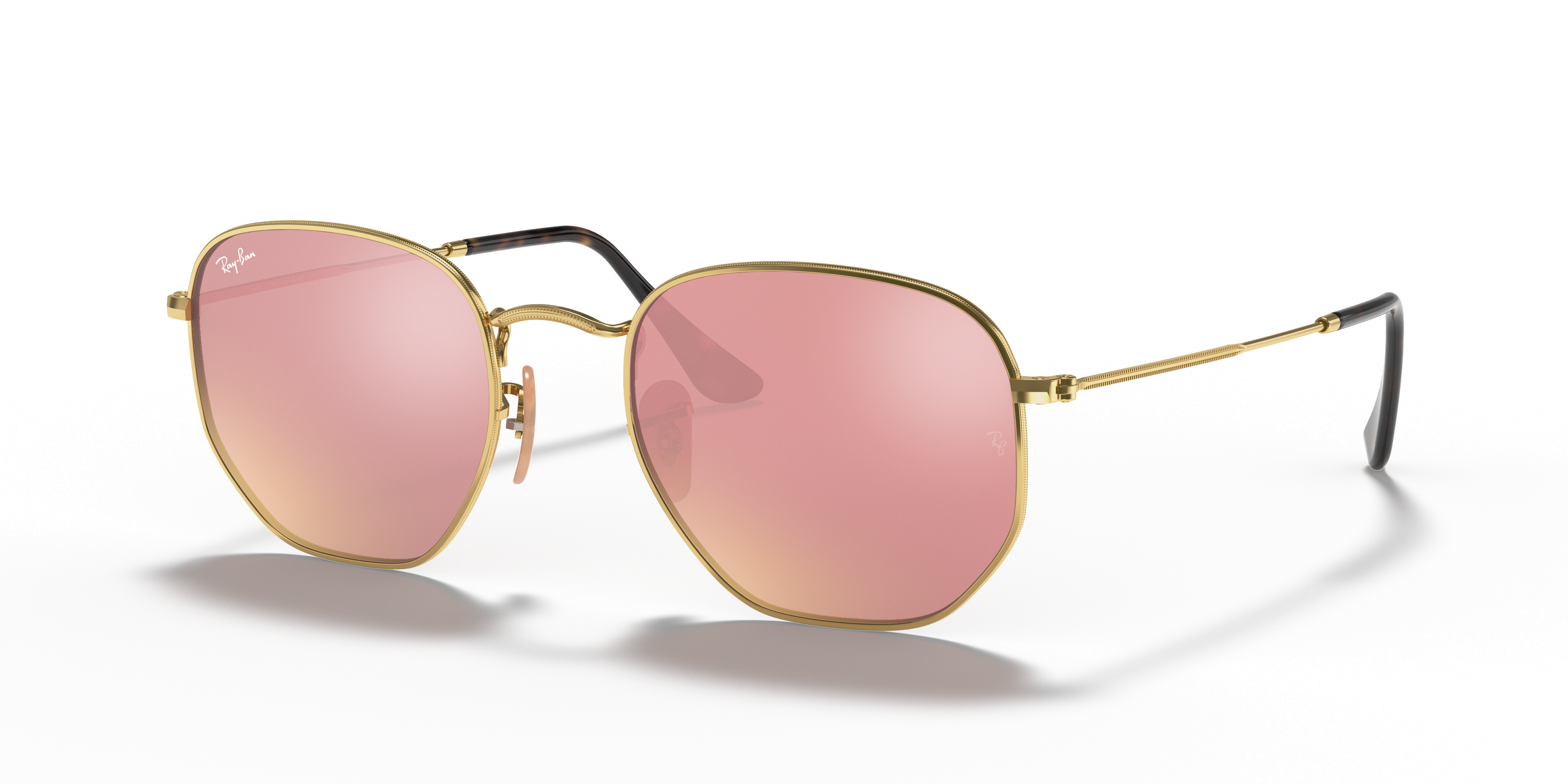 ray ban rose gold hexagonal