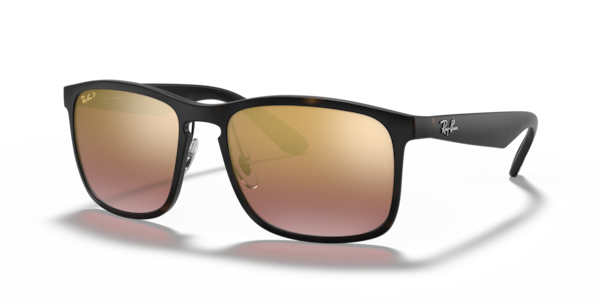 Óculos de sol Ray-Ban Chromance RB4264, formato quadrado, armação em nylon injetado havana, lente roxo polarizada
