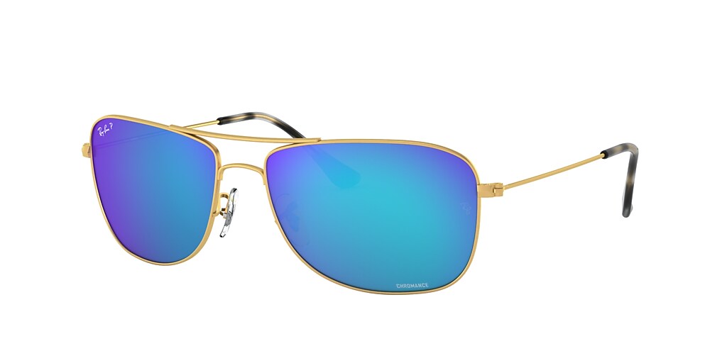 RayBan RB3543 Chromance 59 Blue Mirror Chromance & Gold Polarized