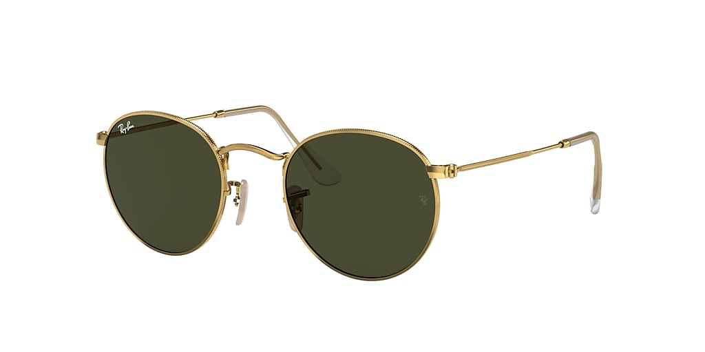 klinke Fremme kold Ray-Ban RB3447 Round Metal 53 Green Classic G-15 & Gold Sunglasses |  Sunglass Hut USA