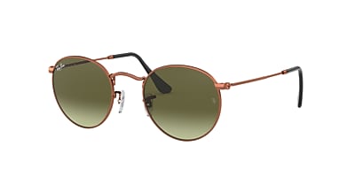Ray-Ban RB3447 ROUND METAL 47 Green Classic G-15 & Gold Sunglasses ...