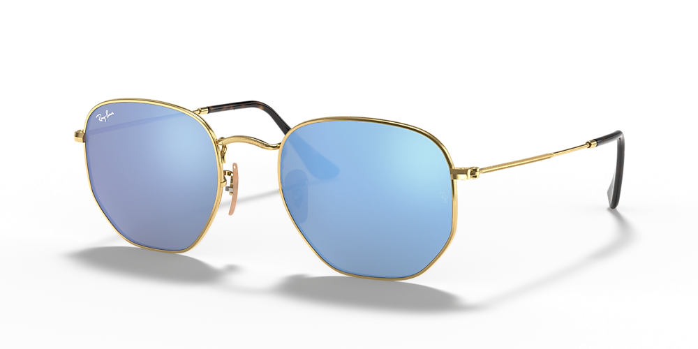 Authenticatie Hectare Zich verzetten tegen Ray-Ban RB3548N Hexagonal Flat Lenses 54 Light Blue Gradient Flash & Gold  Sunglasses | Sunglass Hut USA