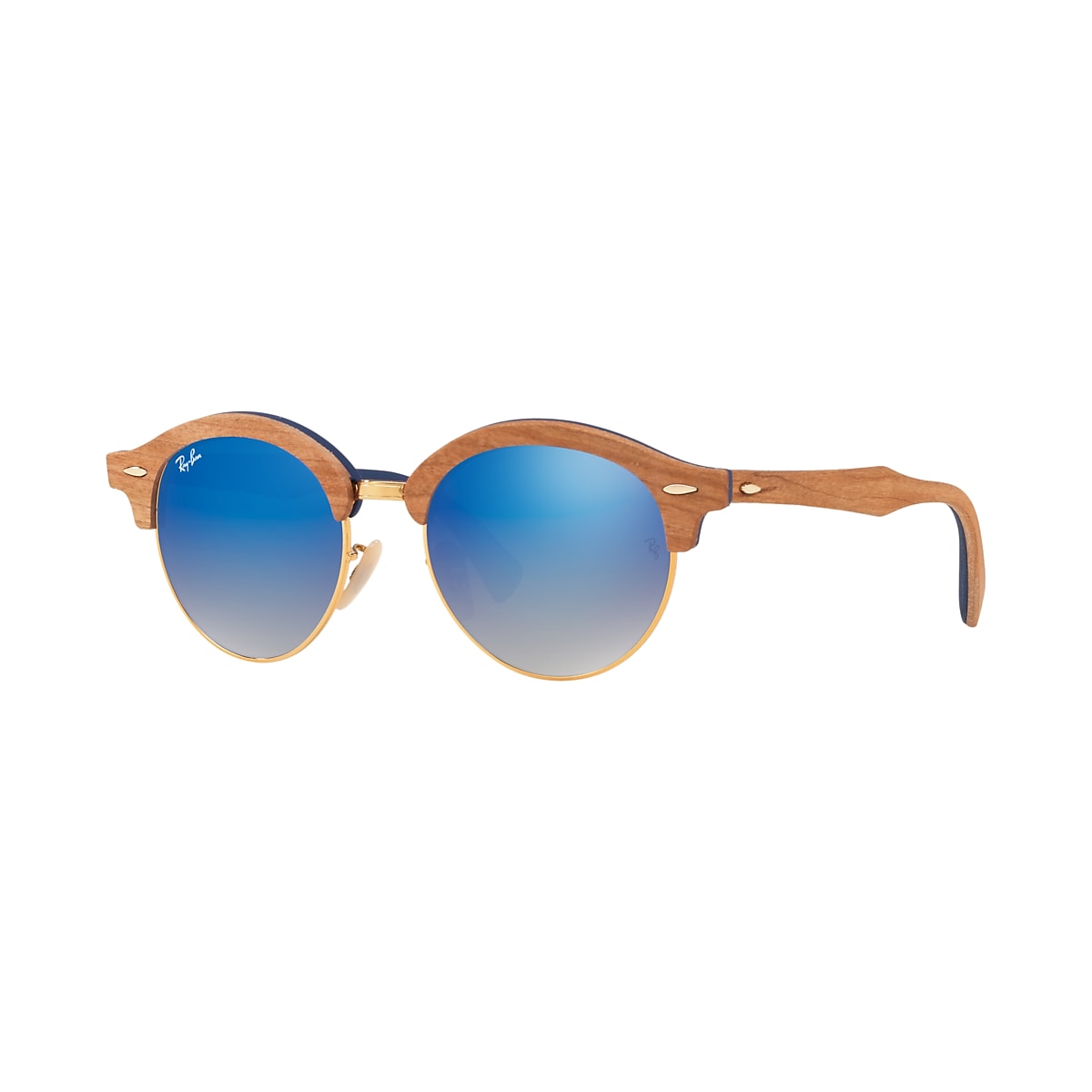 Ray-Ban RB4246M Clubround Wood 51 Blue Gradient Flash & Gold Sunglasses |  Sunglass Hut Australia