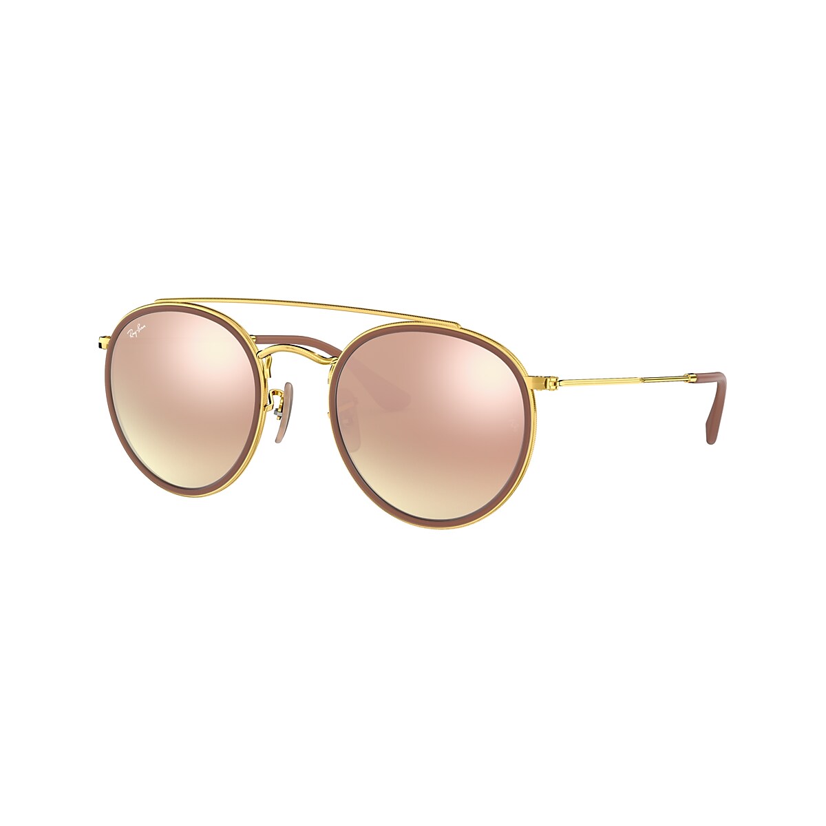 verrader Compliment annuleren Ray-Ban RB3647N Round Double Bridge 51 Brown & Gold Sunglasses | Sunglass  Hut USA