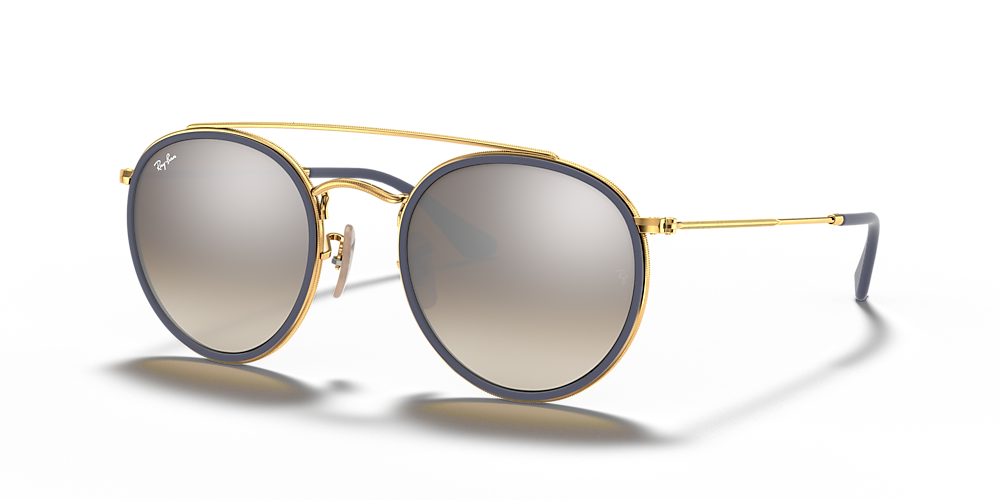 Ray-Ban RB3647N Round Double Bridge 51 Silver Gradient Flash & Gold  Sunglasses | Sunglass Hut USA