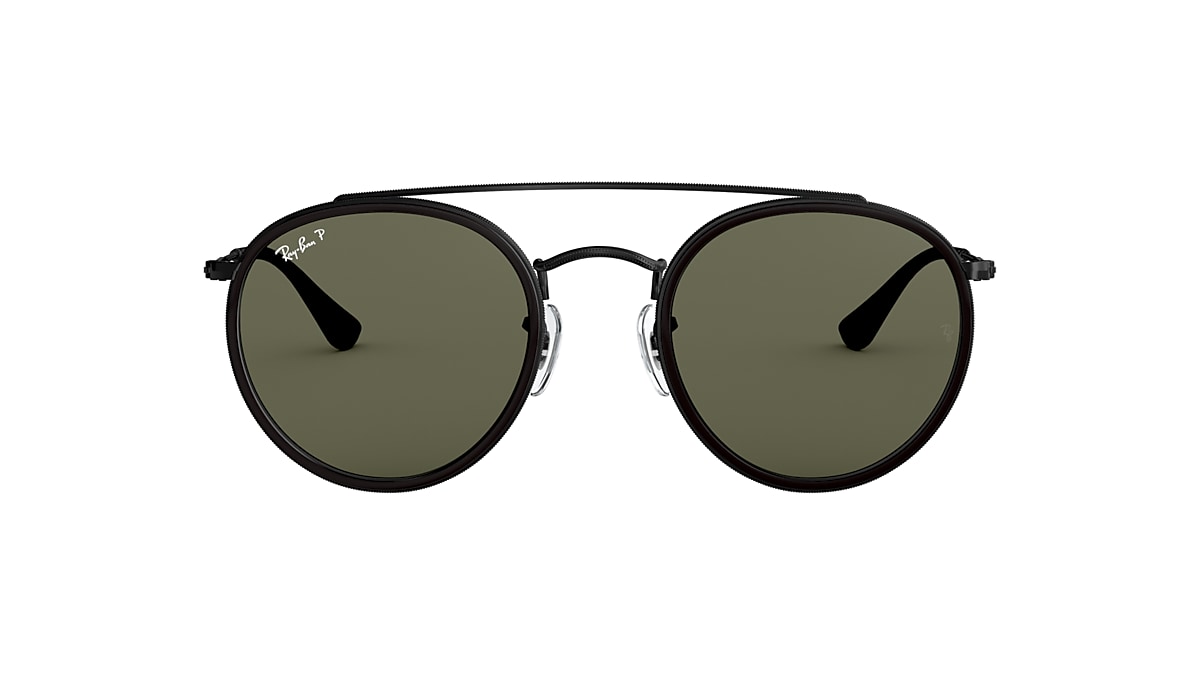 RB3647N Round Double Bridge 51 Polarized Green Classic G-15 & Black Polarized Sunglasses | Sunglass Hut USA