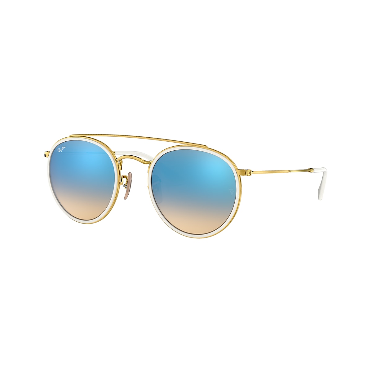waterstof het spoor marmeren Ray-Ban RB3647N Round Double Bridge 51 Blue Gradient Flash & Gold  Sunglasses | Sunglass Hut USA