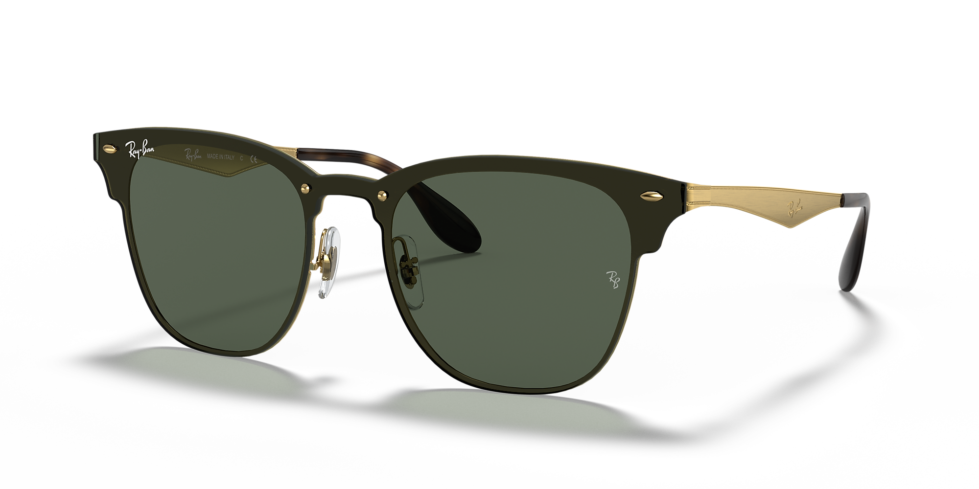 Ray-Ban RB3576N Blaze Clubmaster 01 Dark Green & Gold Sunglasses ...