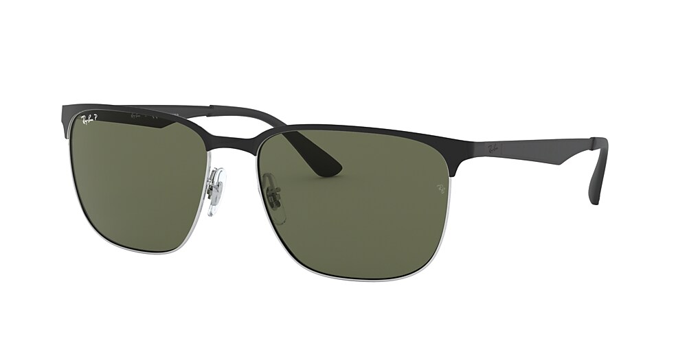 Ray-Ban RB3569 59 Green & Black On Silver Polarised Sunglasses