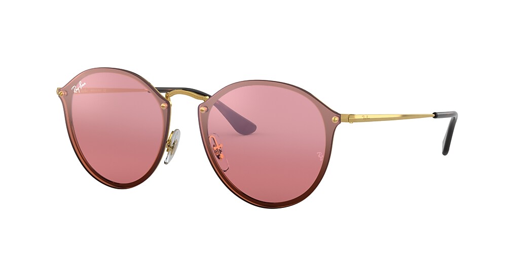 Ray-Ban RB3574N BLAZE ROUND 59 Pink Mirror & Gold Sunglasses | Sunglass ...