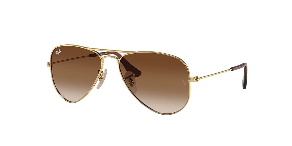 Ray-Ban RB9506S Aviator Kids 50 Brown & Gold Sunglasses | Sunglass Hut USA