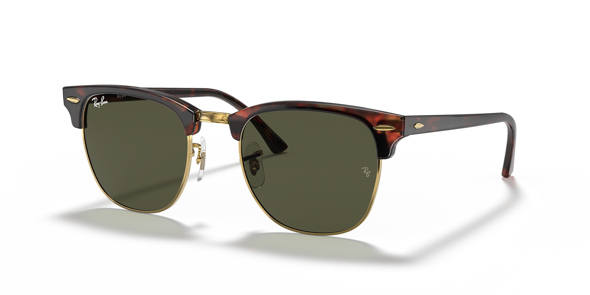 Ray-Ban RB3016F Clubmaster Classic 55 Green & Tortoise On Gold ...