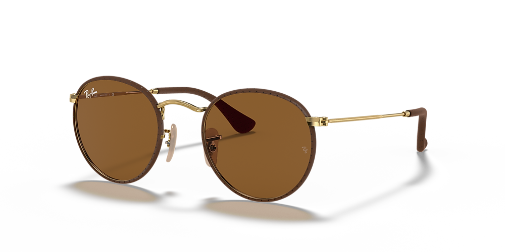 Ray-Ban RB3475Q Round Craft 50 Brown & Brown Sunglasses | Sunglass Hut USA