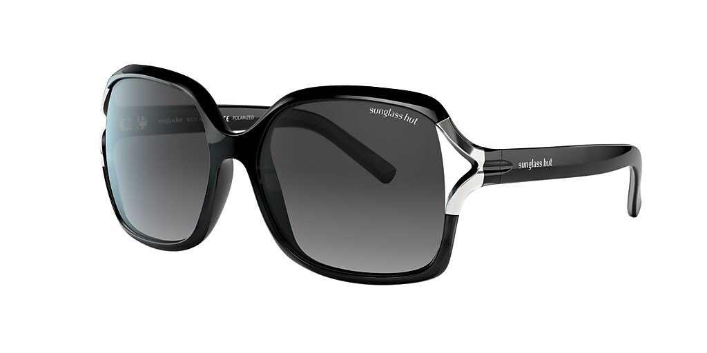 Sunglass Hut Collection HU2002 58 Polar Grey Gradient & Black Polarized