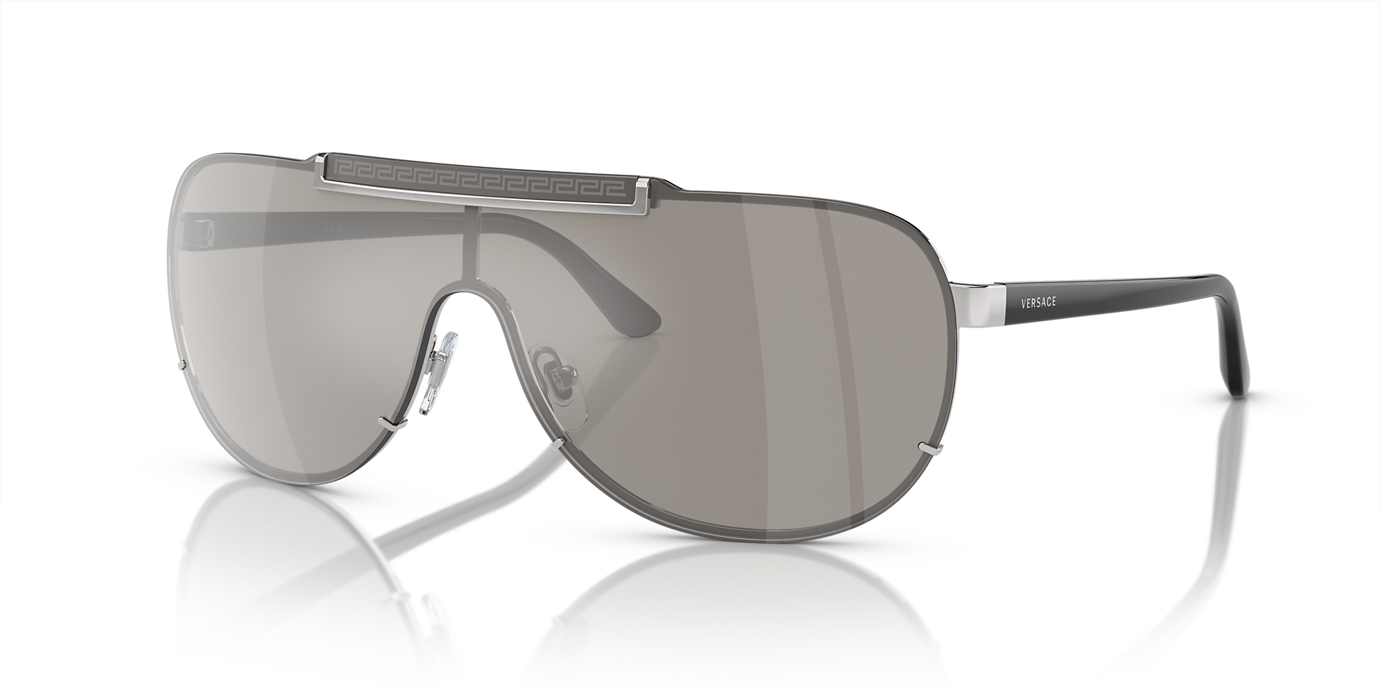 Versace VE2140 01 Light Grey Mirror Silver & Silver Sunglasses ...