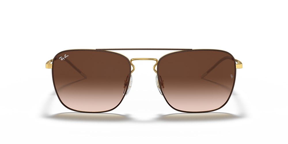 Ray-Ban RB3588 55 Brown Gradient Dark Brown & Brown On Gold Sunglasses |  Sunglass Hut USA
