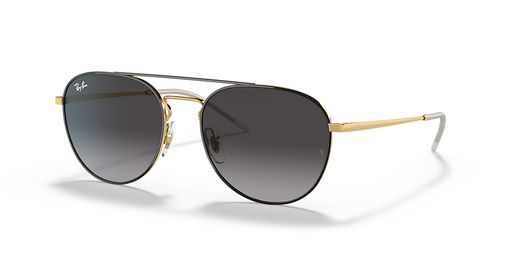 Ray-Ban RB3589 55 Grey & Black On Gold Sunglasses | Sunglass Hut USA