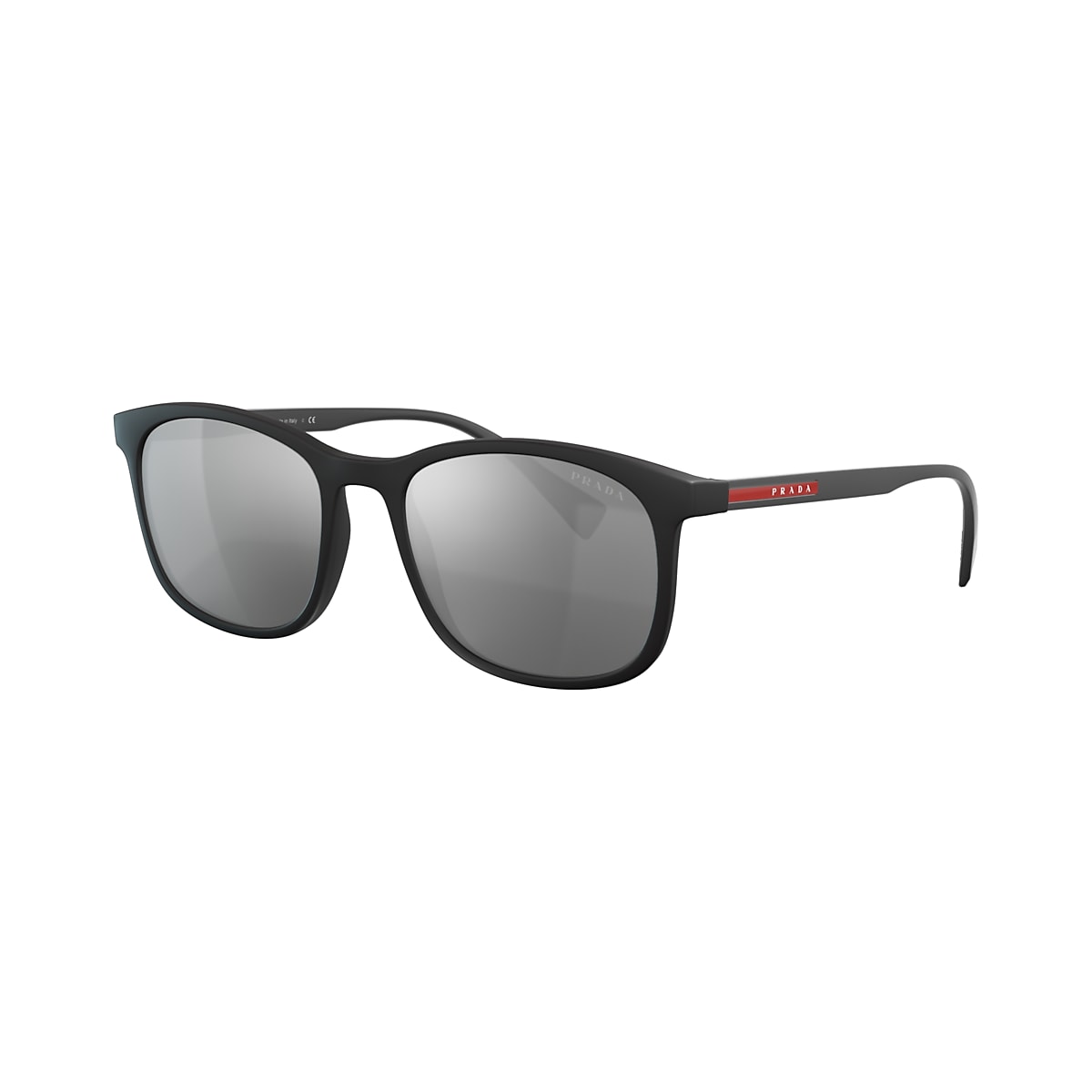 Prada Linea Rossa PS 01TS Lifestyle 56 Light Grey Mirror Silver & Black  Rubber Sunglasses | Sunglass Hut Australia
