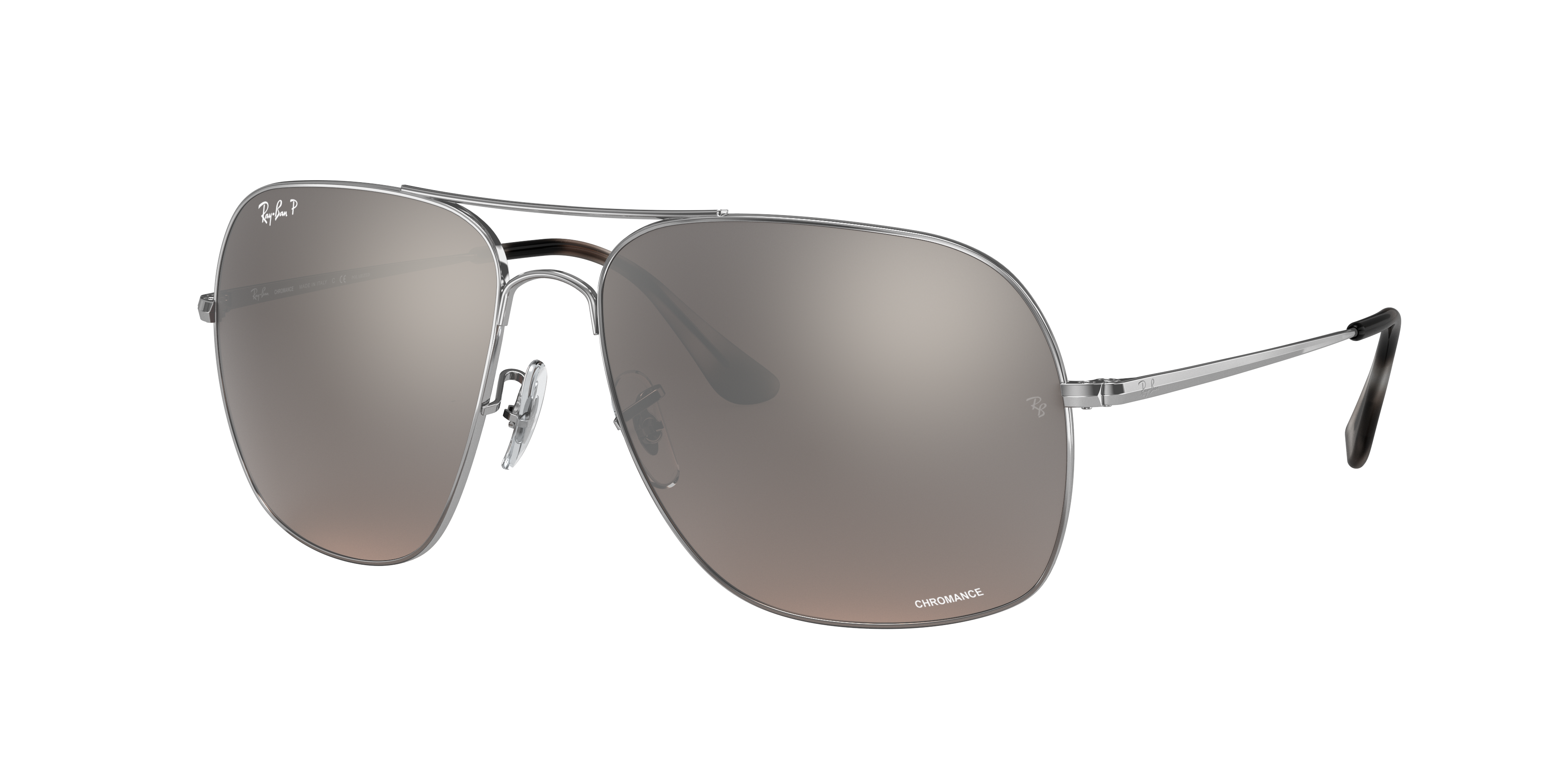 Ray-Ban Mann RB3587CH RB3587 CHROMANCE - Frame color: Silber, Lens color: Silber verspiegelt Chromance polarisiert, Size 6115- male Metall