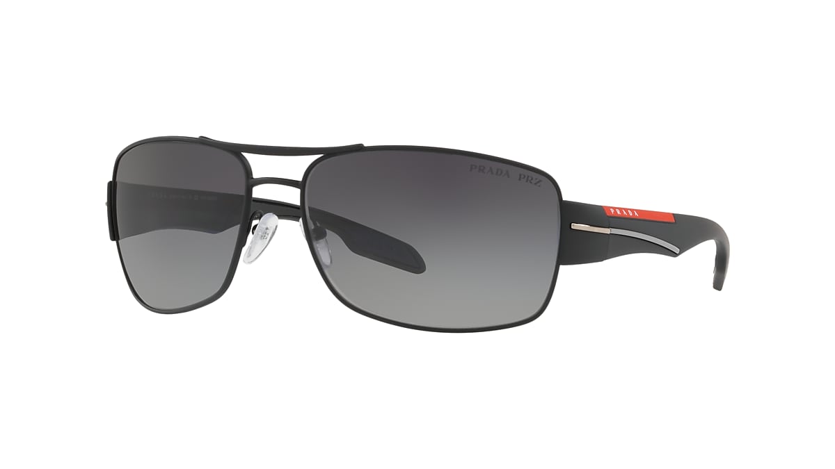 PRADA LINEA ROSSA PS 53NS Black Rubber Men Sunglasses Polar Grey Gradient Lens