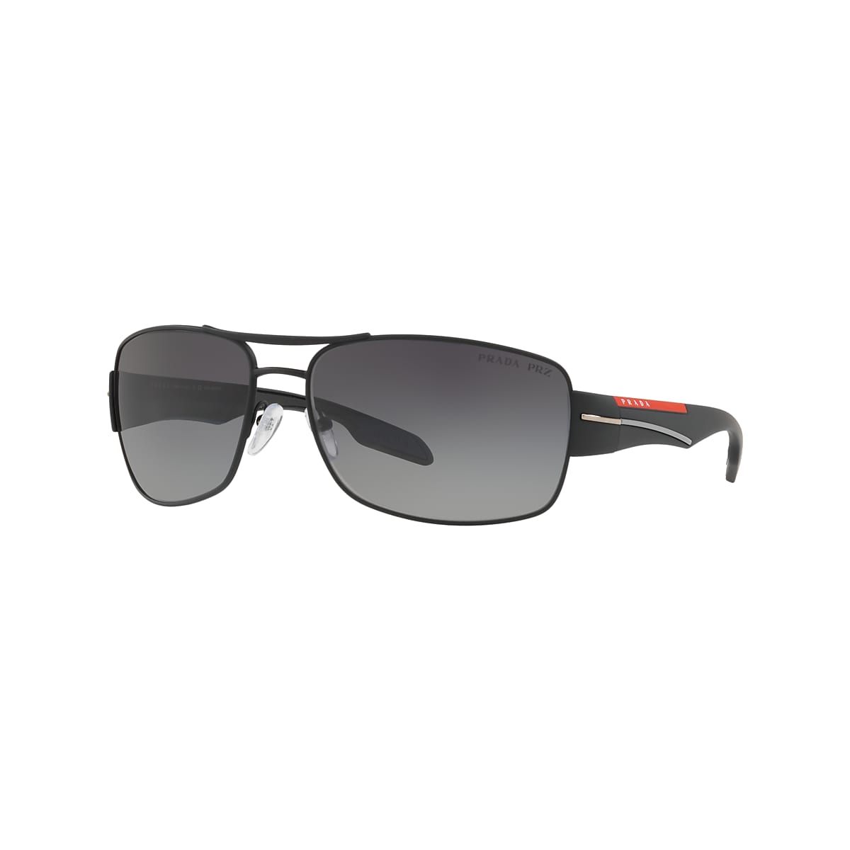 PRADA LINEA ROSSA PS 53NS Black Rubber Men Sunglasses Polar Grey Gradient Lens