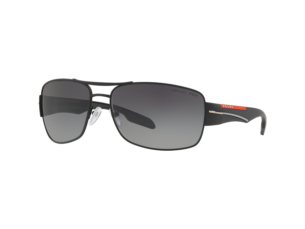 PRADA LINEA ROSSA PS 53NS Black Rubber Men Sunglasses Polar Grey Gradient Lens