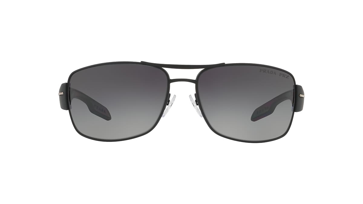 PRADA LINEA ROSSA PS 53NS Black Rubber Men Sunglasses Polar Grey Gradient Lens