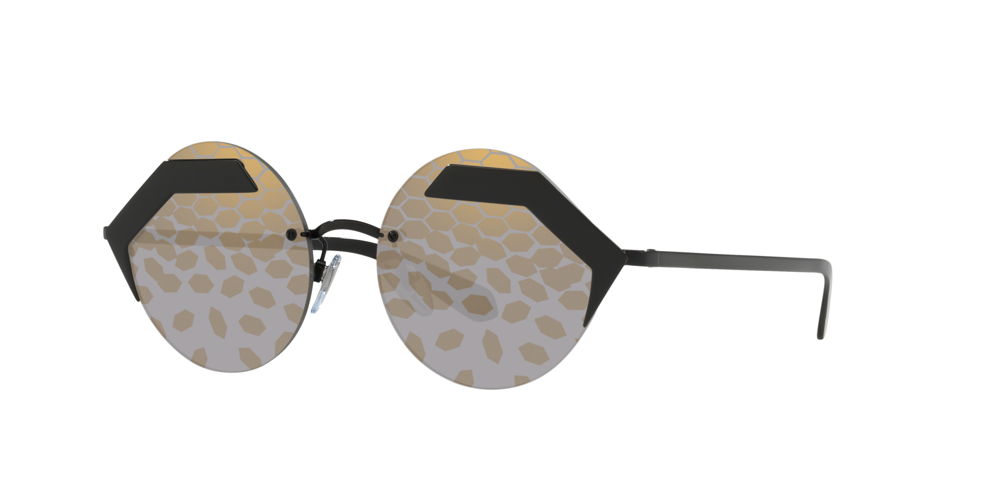 BVLGARI BV6089 Women's Round Sunglasses, Matte Pale Gold/Brown Gradient