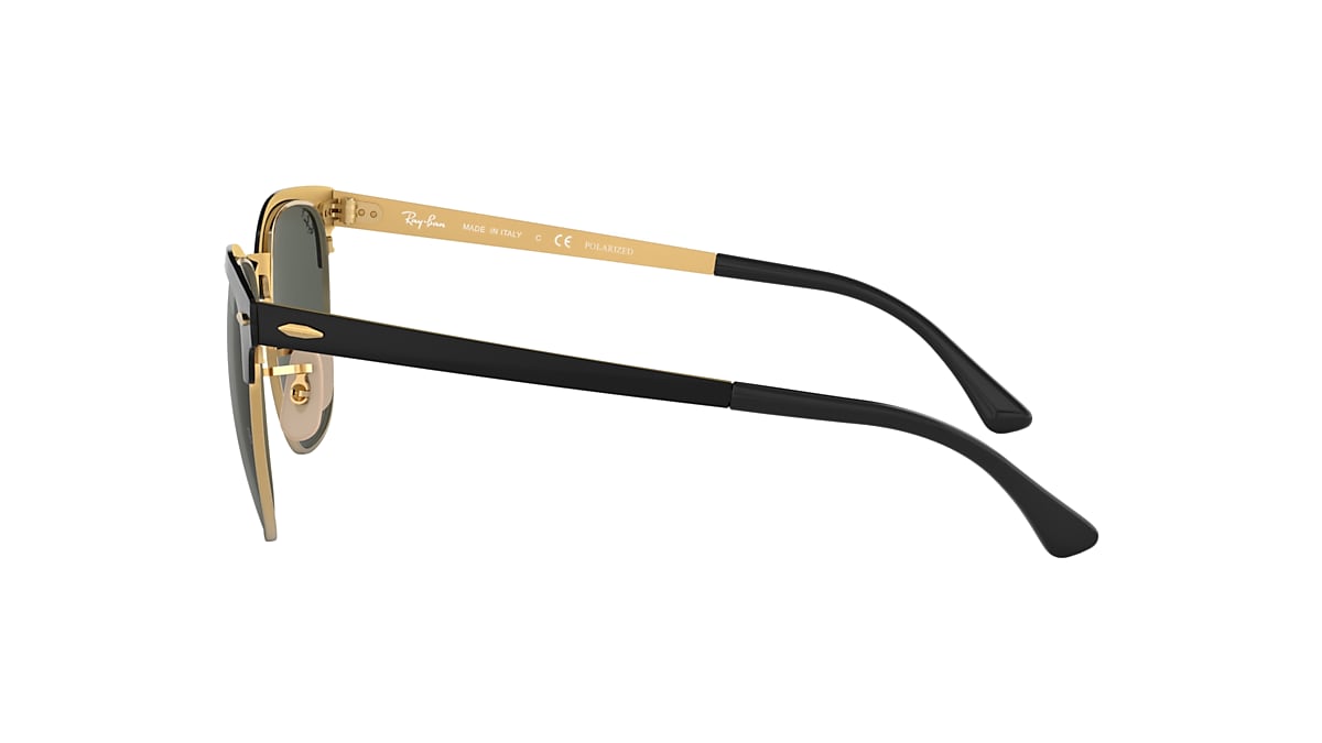 Ray-Ban RB3716 Clubmaster Metal 51 Polarized Green Classic G-15 & Black On  Gold Polarized Sunglasses | Sunglass Hut USA