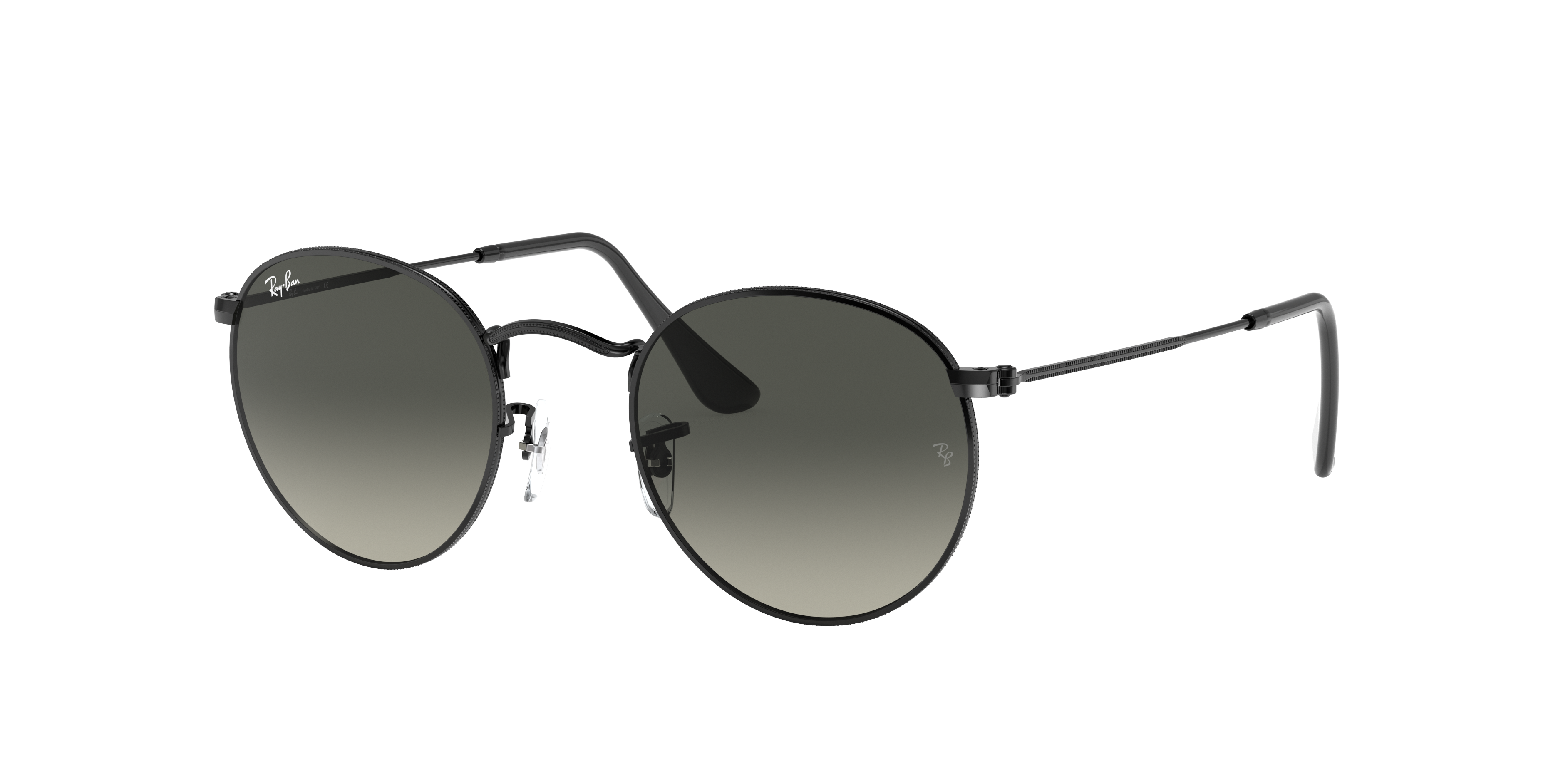 Ray-Ban Mann RB3447N ROUND FLAT LENSES - Frame color: Schwarz, Lens color: Grau Verlaufstönung, Size 5021- male Metall