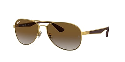 Ray-Ban RB3549 58 Brown & Gold Polarized Sunglasses | Sunglass Hut USA