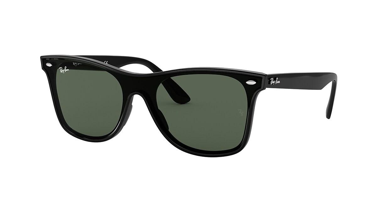 RAY-BAN RB4440N Blaze Wayfarer Black - Unisex Sunglasses, Green Lens