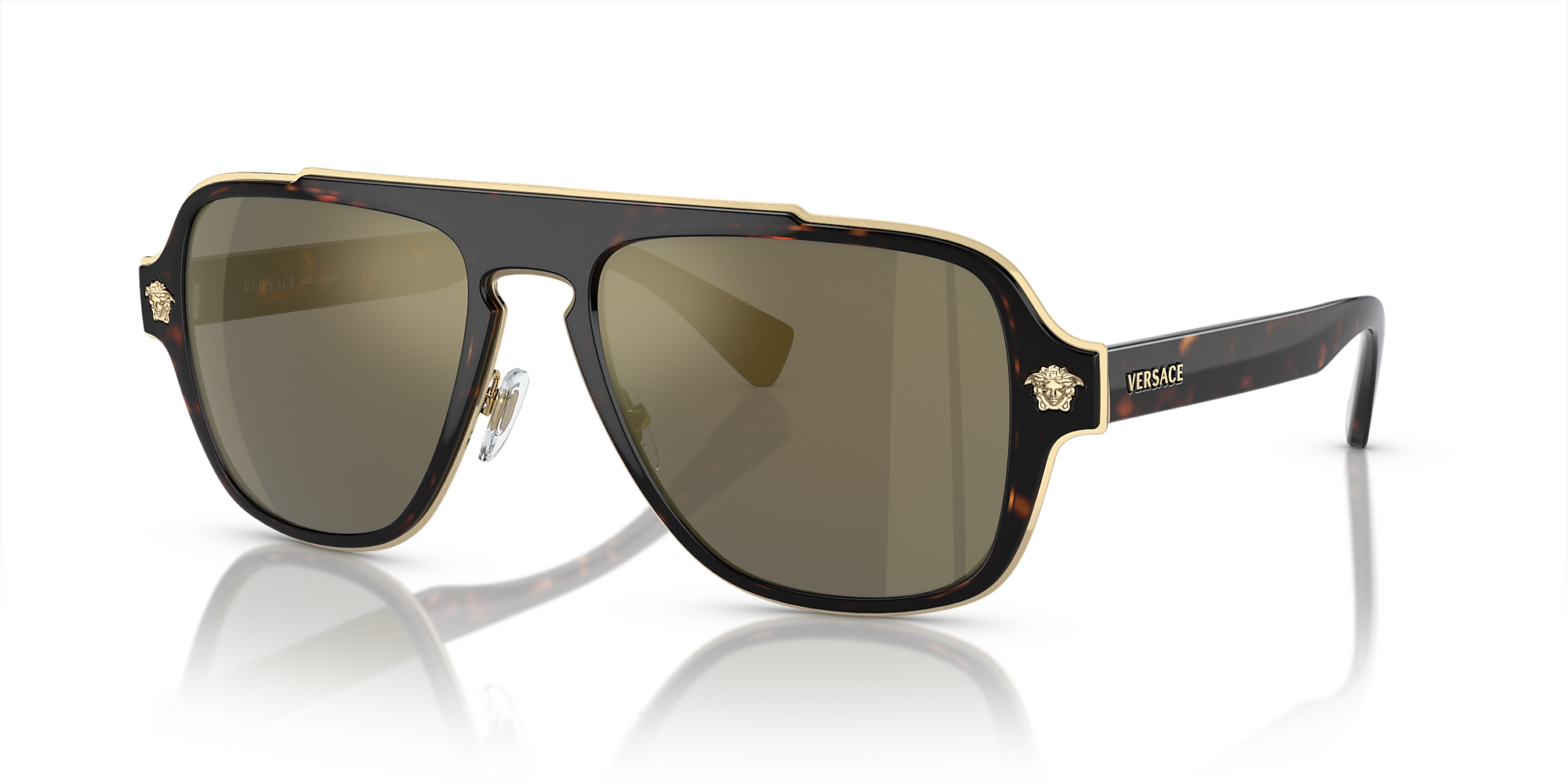 Versace VE2199 56 Dark Grey Mirror Gold & Havana Sunglasses | Sunglass ...