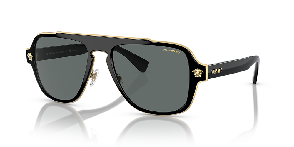 tetraëder Narabar Opnieuw schieten Versace VE2199 56 Dark Grey & Black Polarized Sunglasses | Sunglass Hut USA