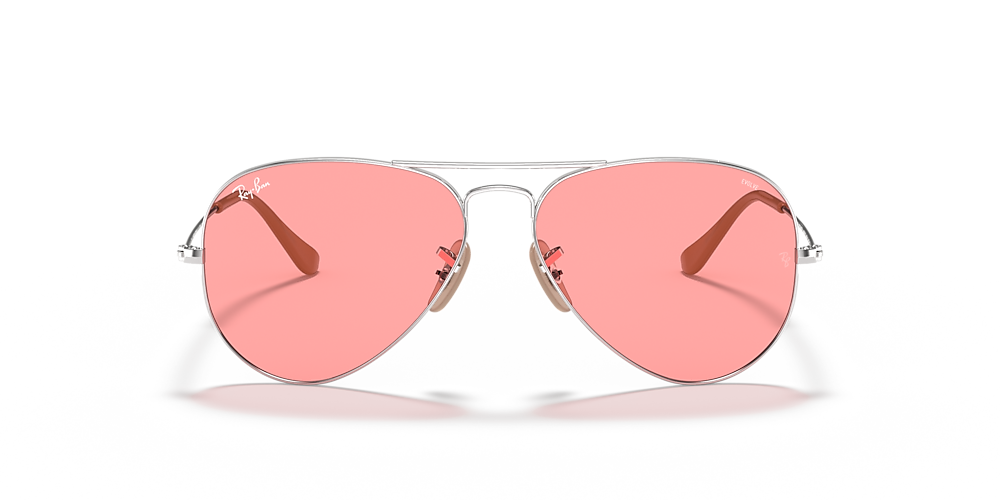 Ray-Ban RB3025 Aviator Washed Evolve 58 Pink Photocromic & Silver Sunglasses  | Sunglass Hut USA