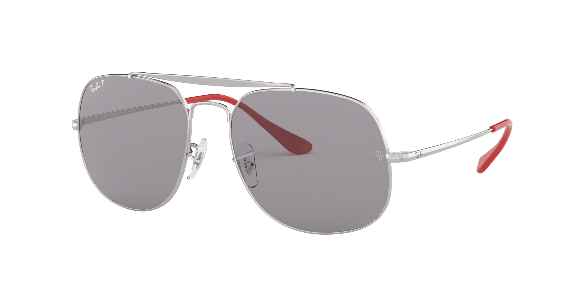 Ray-Ban Mann RB3561 GENERAL POP - Frame color: Silber, Lens color: Polarisiert Grau verspiegelt, Size 5717- male Stahl