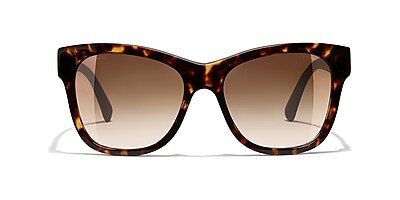 Chanel Oval Removable Pearl Chain Tortoise Sunglasses
