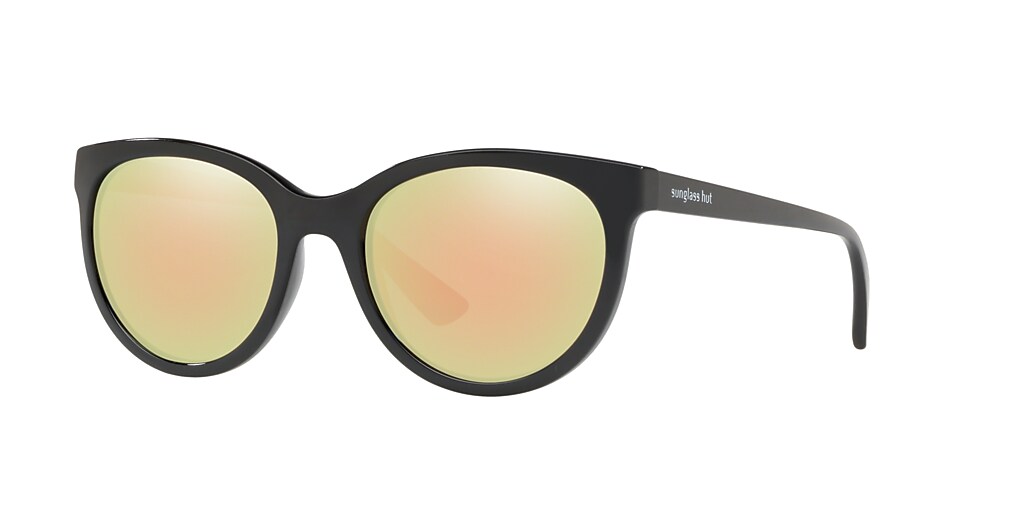 Sunglass Hut Collection HU2011 53 Grey Mirror Rose Gold & Black