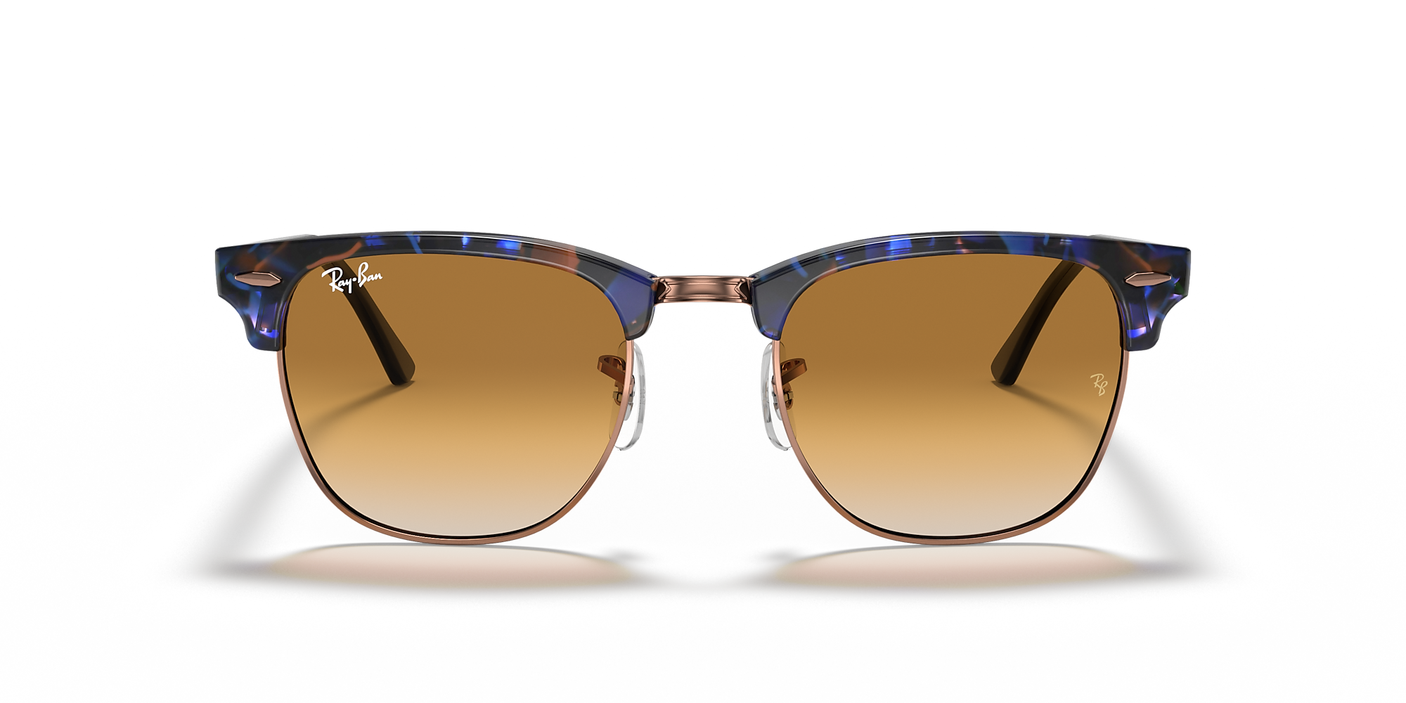 Ray-Ban RB3016 Clubmaster Fleck Brown & Blue / Light Brown Gradient / Gradient image 2