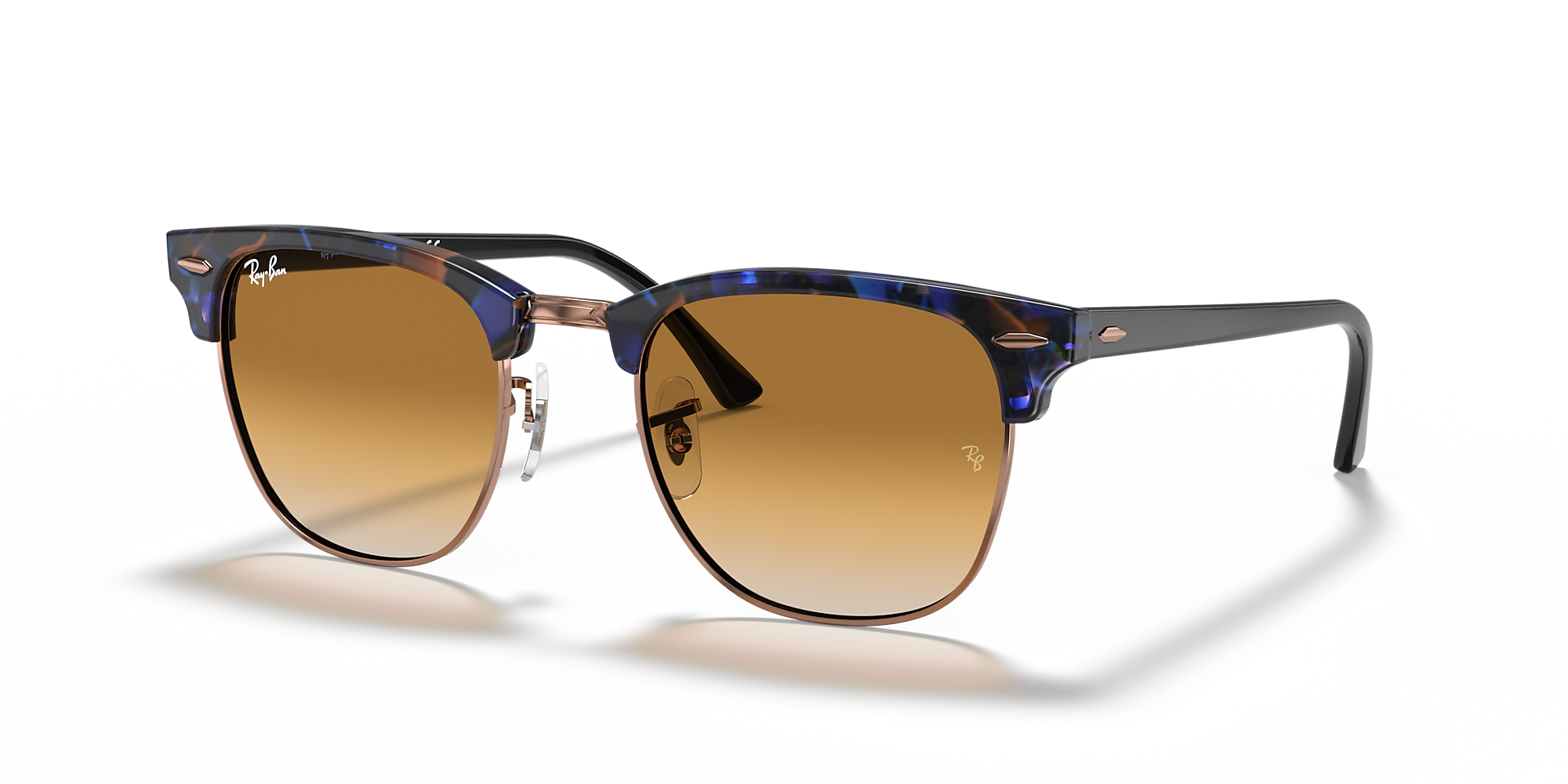 Ray-Ban RB3016 Clubmaster Fleck Brown & Blue / Light Brown Gradient / Gradient image 1
