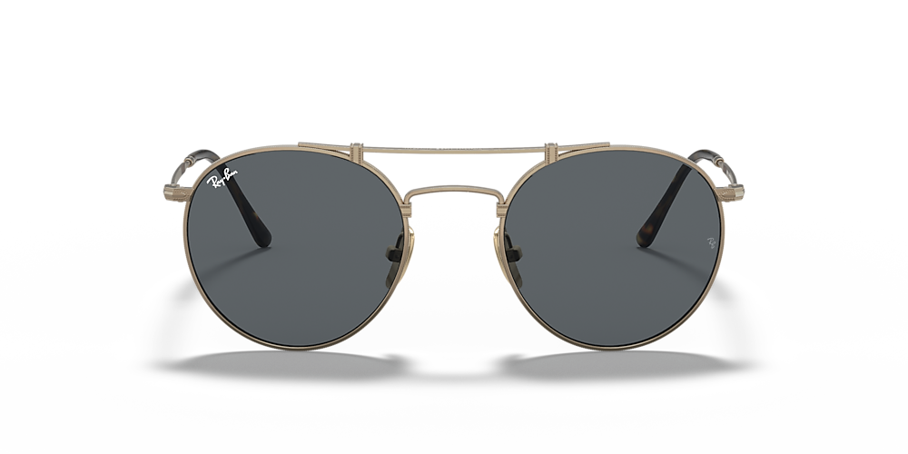 Ray-Ban RB8147 Round Double Bridge Titanium 50 Grey & Antique Gold