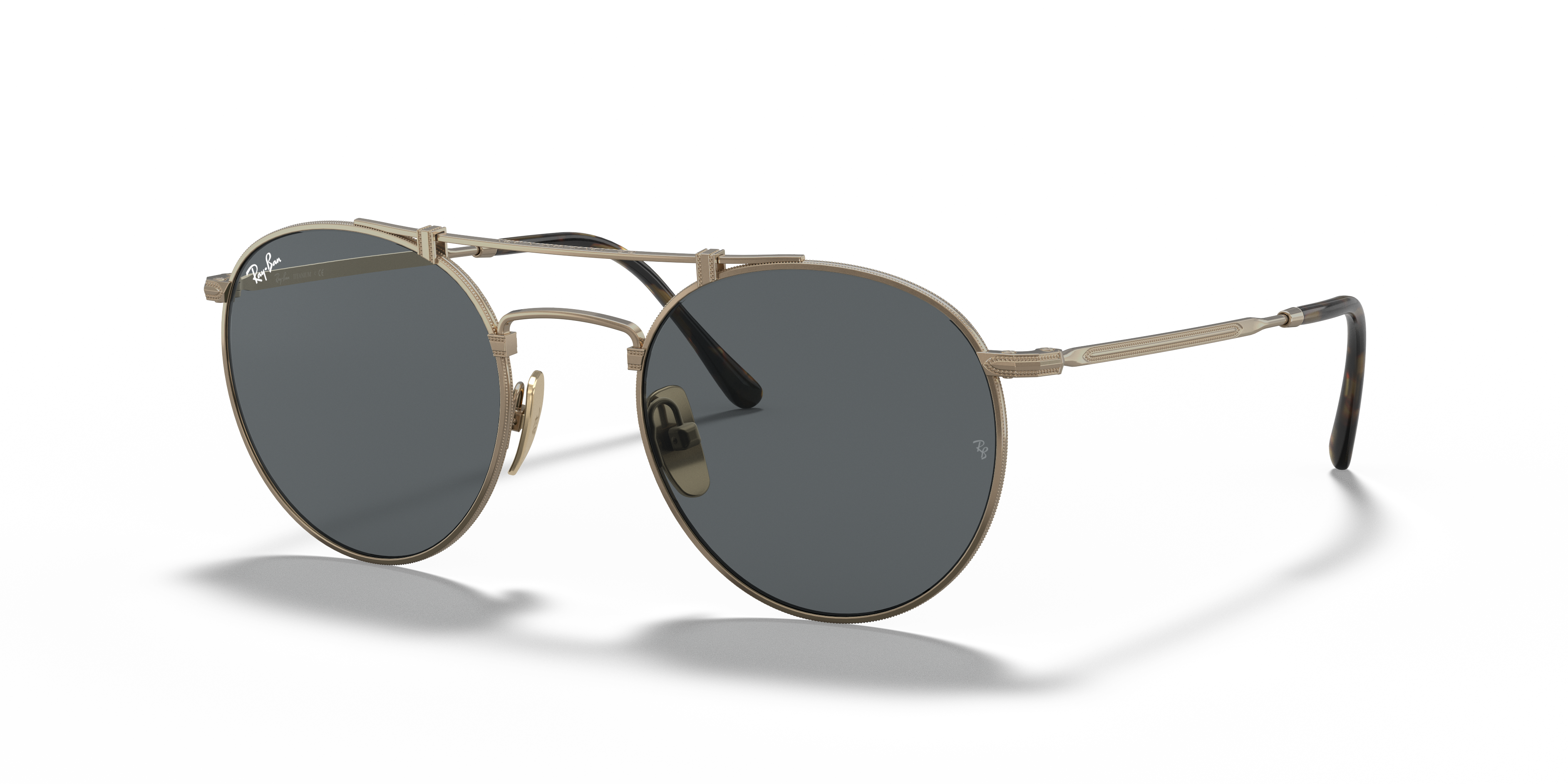 Ray-Ban RB8147 ROUND DOUBLE BRIDGE TITANIUM 50 Grau und Antikgold  Sonnenbrillen | Sunglass Hut Deutschland