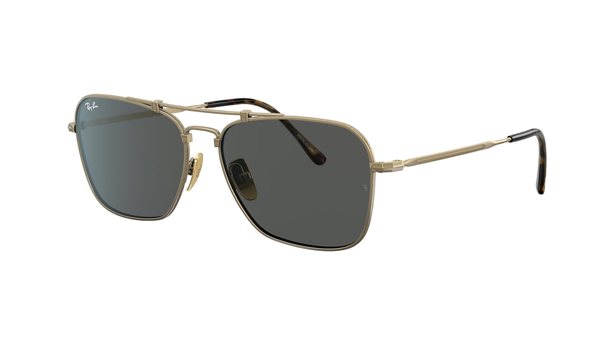 Ray-Ban RB8136 Caravan Titanium 58 Grey & Antique Gold Sunglasses