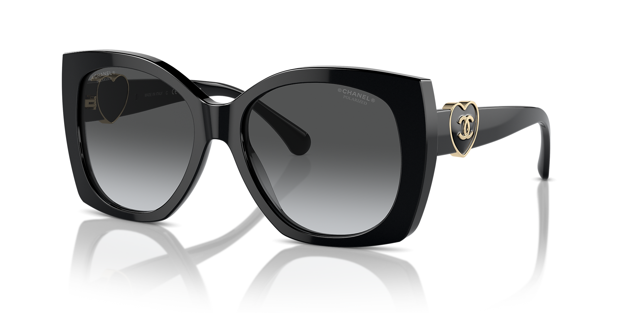 Chanel Square Sunglasses CH5519 55 Grey & Black Polarised Sunglasses ...