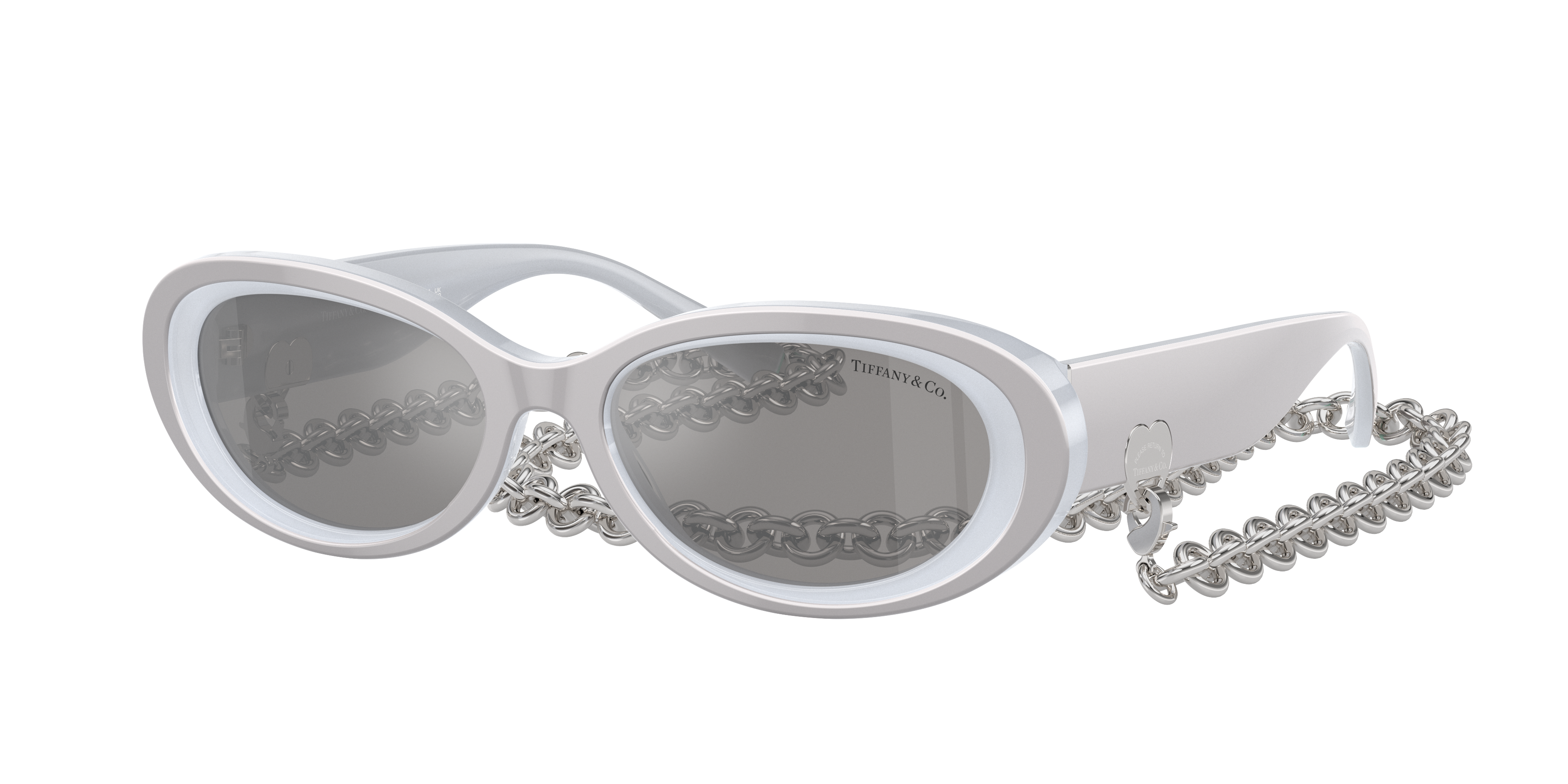 Shop Tiffany & Co . Woman Sunglasses Tf4221 In Light Grey Mirror Silver