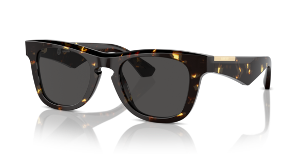 Óculos de sol Burberry BE4426, formato retangular, armação em acetato tartaruga preto, lente cinza
