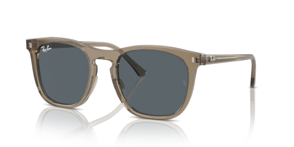 Óculos de sol Ray-Ban RB2210, formato quadrado, armação em propionato marrom transparente, lente azul
